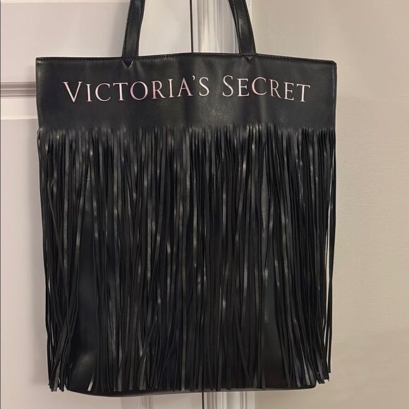 Victoria's Secret Black Fringe Tote Bag - Picture 1 of 8
